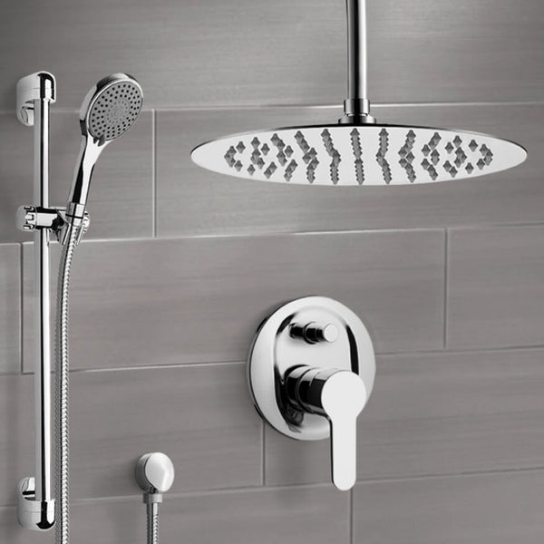 Galiano Chrome Ceiling Shower Set With 16" Rain Shower Head and Hand Shower - Stellar Hardware and Bath 