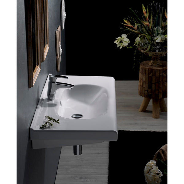 City Rectangle White Ceramic Wall Mounted Sink or Drop In Sink - Stellar Hardware and Bath 