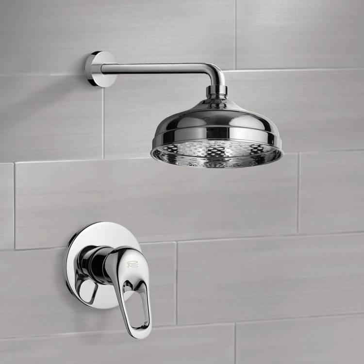 Mario Shower Faucet Set with 8" Rain Shower Head - Stellar Hardware and Bath 