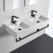 Teorema 2 Double Ceramic Wall Mounted Sink With Matte Black Towel Holder - Stellar Hardware and Bath 