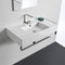 Teorema 2 Rectangular Ceramic Wall Mounted Sink With Counter Space, Includes Towel Bar - Stellar Hardware and Bath 