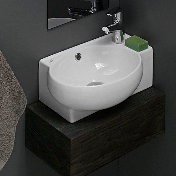 Mini Small Corner Ceramic Wall Mounted or Vessel Sink - Stellar Hardware and Bath 