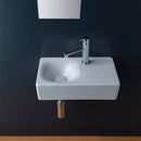 Cube Rectangular Ceramic Wall Mounted or Vessel Sink With Counter Space - Stellar Hardware and Bath 
