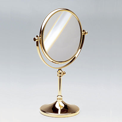 Stand Mirrors Double Face Pedestal 3x, 5x, 5xop, or 7xop Brass Magnifying Mirror - Stellar Hardware and Bath 