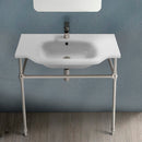 Yeni Klasik Traditional Ceramic Console Sink With Satin Nickel Stand - Stellar Hardware and Bath 