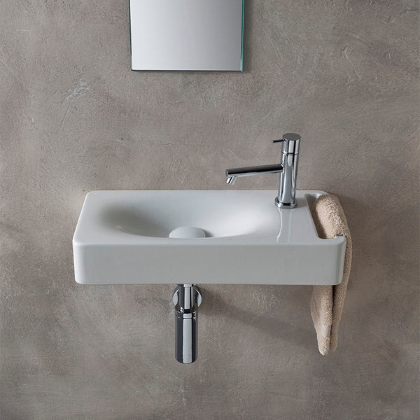 Hung Rectangular White Ceramic Wall Mounted Sink With Towel Holder - Stellar Hardware and Bath 