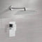 Mario Chrome Shower Faucet Set with 14" Rain Shower Head - Stellar Hardware and Bath 