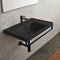 ML Wall Mounted Matte Black Ceramic Sink With Matte Black Towel Bar - Stellar Hardware and Bath 