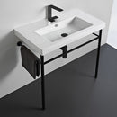 Cangas Ceramic Console Sink and Matte Black Stand - Stellar Hardware and Bath 