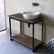 Solid Console Sink Vanity With Ceramic Vessel Sink and Natural Brown Oak Shelf - Stellar Hardware and Bath 
