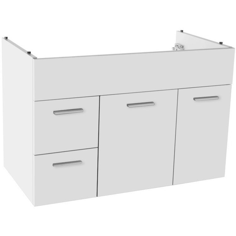 33 Inch Wall Mount Glossy White Bathroom Vanity Cabinet - Stellar Hardware and Bath 