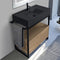 Solid Console Sink Vanity With Matte Black Ceramic Sink and Natural Brown Oak Drawer - Stellar Hardware and Bath 