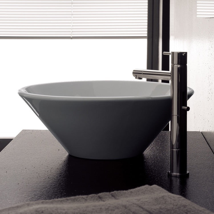 Cono Round White Ceramic Vessel Sink - Stellar Hardware and Bath 