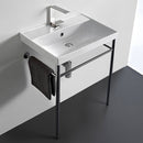 ML Rectangular Ceramic Console Sink and Polished Chrome Stand - Stellar Hardware and Bath 