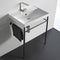 ML Rectangular Ceramic Console Sink and Polished Chrome Stand - Stellar Hardware and Bath 