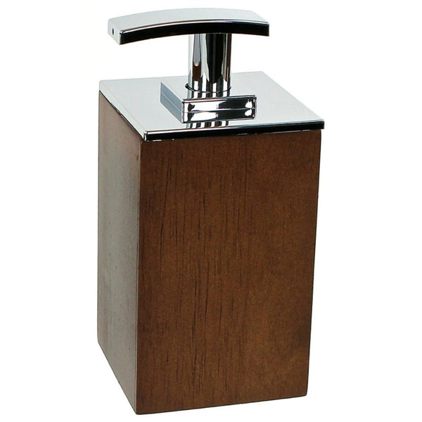 Papiro Square Short Brown Soap Dispenser in Wood - Stellar Hardware and Bath 