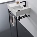 Teorema 2 Ceramic Console Sink and Matte Black Stand - Stellar Hardware and Bath 