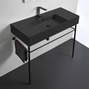 Teorema 2 Matte Black Ceramic Console Sink and Matte Black Stand - Stellar Hardware and Bath 