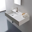 Teorema 2 Rectangular Ceramic Wall Mounted or Vessel Sink With Counter Space - Stellar Hardware and Bath 