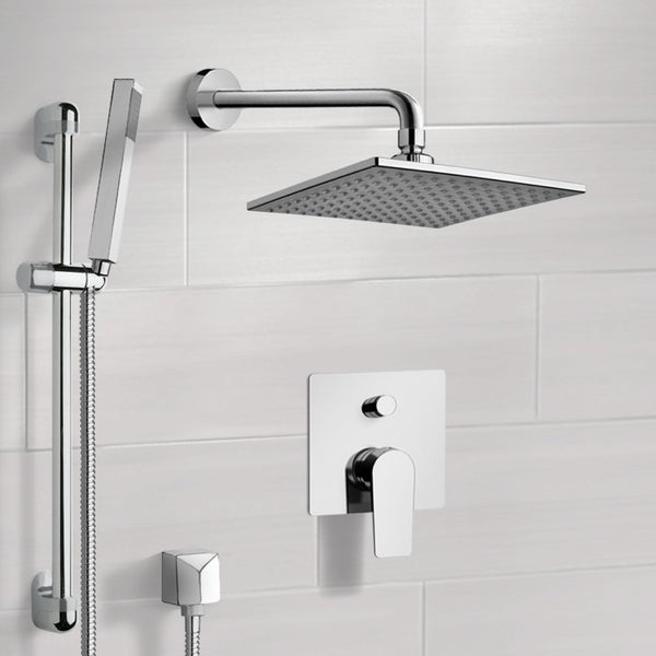 Galiano Chrome Shower System with 8" Rain Shower Head and Hand Shower - Stellar Hardware and Bath 