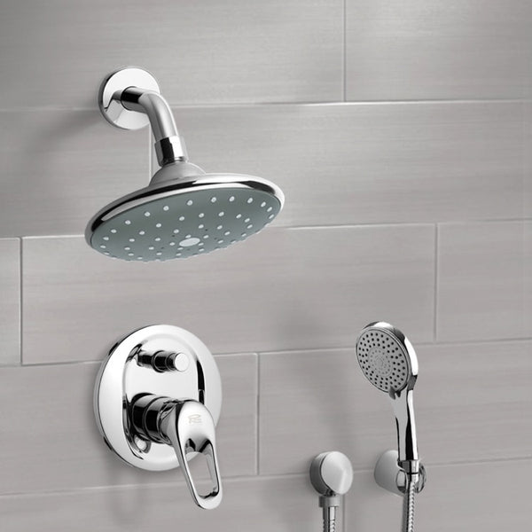 Orsino Chrome Shower System with 6" Rain Shower Head and Hand Shower - Stellar Hardware and Bath 