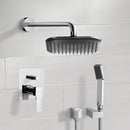 Orsino Chrome Shower System with 8" Rain Shower Head and Hand Shower - Stellar Hardware and Bath 