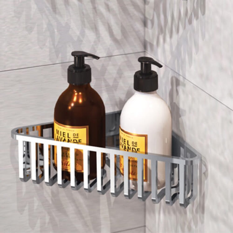 Tiberio Chrome Corner Shower Basket - Stellar Hardware and Bath 