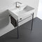 Sharp Rectangular White Ceramic Console Sink and Polished Chrome Stand - Stellar Hardware and Bath 
