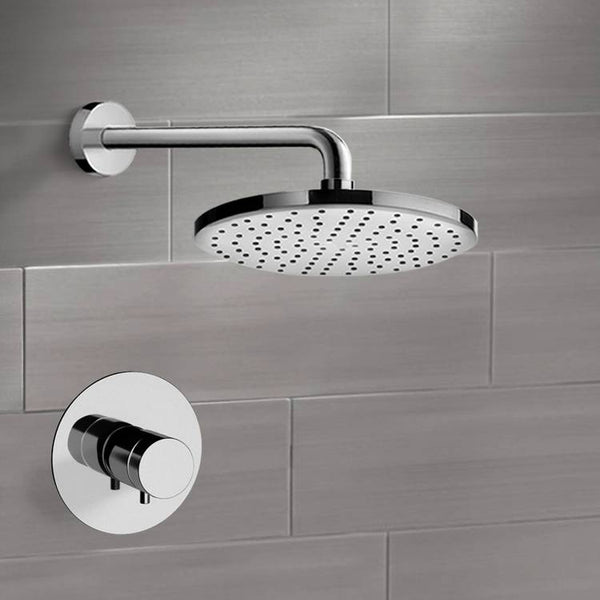 Mario Chrome Thermostatic Shower Faucet Set with 8" Rain Shower Head - Stellar Hardware and Bath 