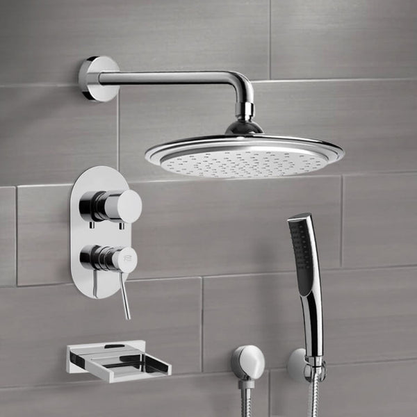 Tyga Chrome Tub and Shower System with 9" Rain Shower Head and Hand Shower - Stellar Hardware and Bath 