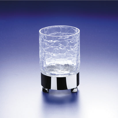 Round Crackled Crystal Glass Tumbler - Stellar Hardware and Bath 