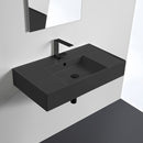 Teorema 2 Matte Black Ceramic Wall Mounted or Vessel Sink With Counter Space - Stellar Hardware and Bath 