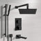 Galiano Matte Black Thermostatic Tub and Shower Faucet with Rain Shower Head and Hand Shower - Stellar Hardware and Bath 