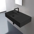 Teorema 2 Matte Black Ceramic Wall Mounted or Vessel Sink With Counter Space - Stellar Hardware and Bath 