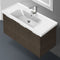 39 Inch Wall Mount Grey Oak Vanity Cabinet With Fitted Sink - Stellar Hardware and Bath 