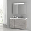 39 Inch Glossy White Bathroom Vanity with Fitted Ceramic Sink, Wall Mounted, Lighted Medicine Cabinet Included - Stellar Hardware and Bath 