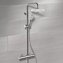 Elegance Chrome Thermostatic Exposed Pipe Shower System with 10" Rain Shower Head and Hand Shower - Stellar Hardware and Bath 