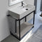 Solid Console Sink Vanity With Ceramic Sink and Grey Oak Shelf - Stellar Hardware and Bath 