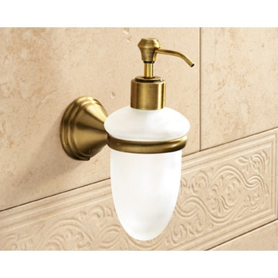 Romance Wall Mounted Frosted Glass Soap Dispenser With Bronze Mounting - Stellar Hardware and Bath 