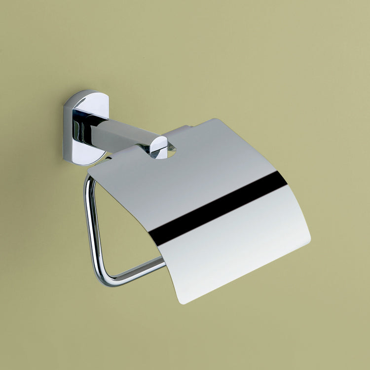 Edera Polished Chrome Toilet Roll Holder With Cover - Stellar Hardware and Bath 