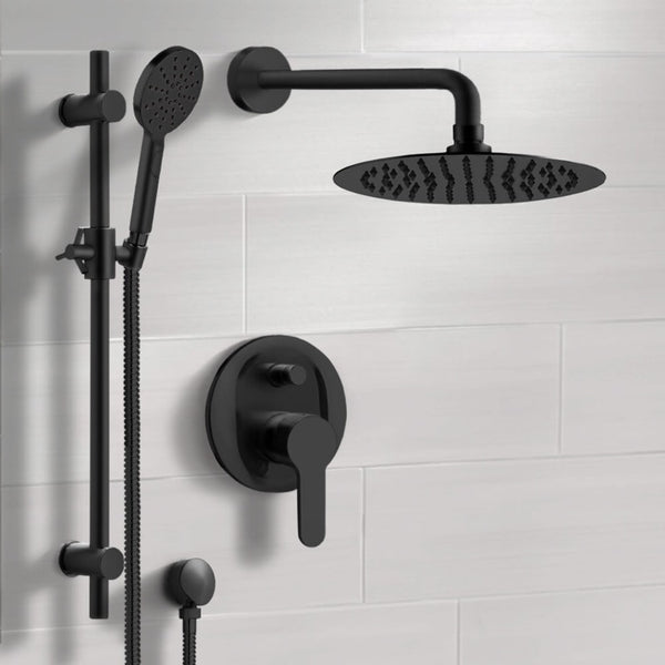 Rendino Matte Black Shower Set With Rain Shower Head and Hand Shower - Stellar Hardware and Bath 