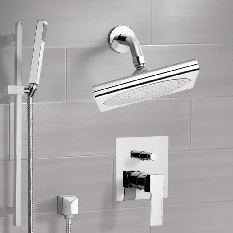 Rendino Chrome Shower System with 9" Rain Shower Head and Hand Shower - Stellar Hardware and Bath 