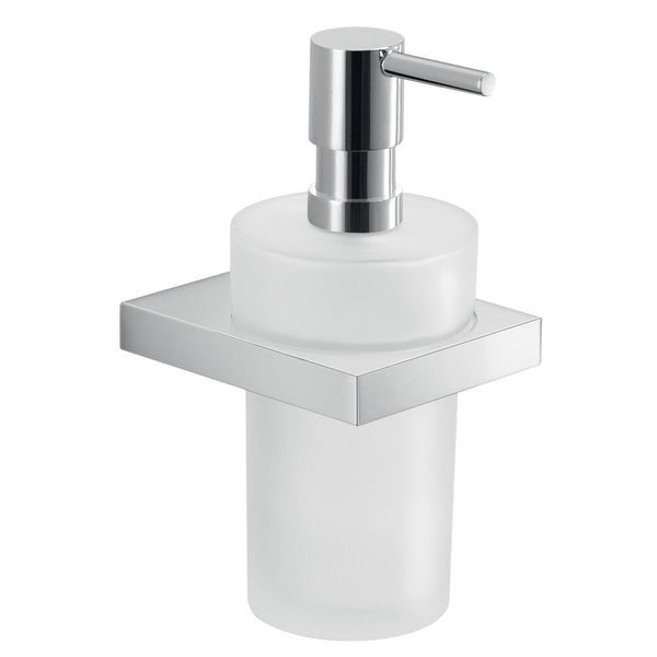 Lanzarote Modern Round Wall Mounted Frosted Glass Soap Dispenser - Stellar Hardware and Bath 