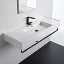 Teorema 2 Rectangular Ceramic Wall Mounted Sink With Matte Black Towel Bar - Stellar Hardware and Bath 