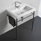 Cangas Rectangular Ceramic Console Sink and Polished Chrome Stand - Stellar Hardware and Bath 