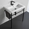 Cangas Ceramic Console Sink and Matte Black Stand - Stellar Hardware and Bath 