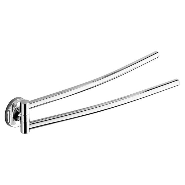Vermont 14 Inch Polished Chrome Double Swivel Towel Bar - Stellar Hardware and Bath 