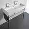 Teorema Large Double Ceramic Console Sink and Polished Chrome Stand - Stellar Hardware and Bath 