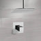 Mario Chrome Thermostatic Shower Faucet Set with Ceiling 14" Rain Shower Head - Stellar Hardware and Bath 