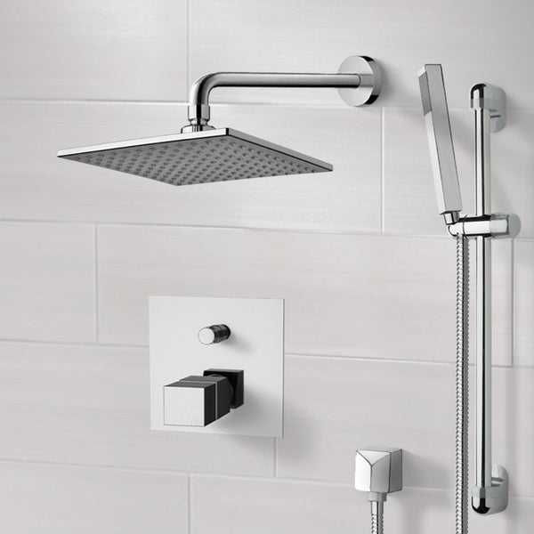Rendino Chrome Thermostatic Shower System with 8" Rain Shower Head and Hand Shower - Stellar Hardware and Bath 